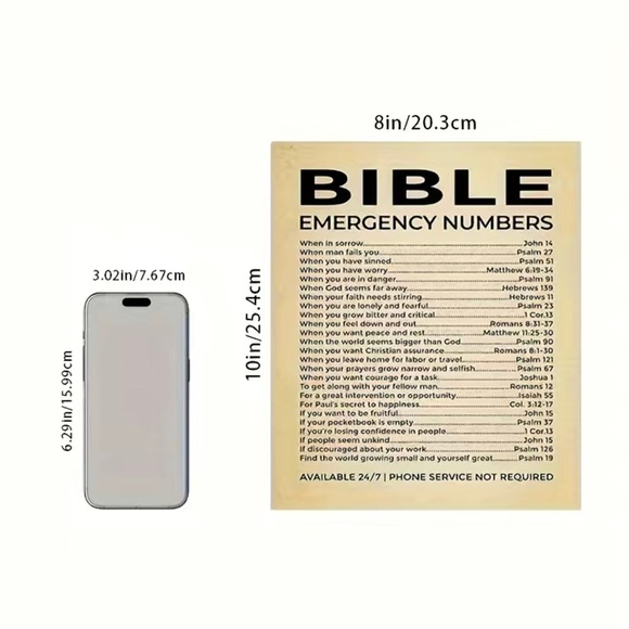 Framed Emergency Numbers - Christian Wall Decor Poster, This Bible Inspirational - Picture 5 of 7